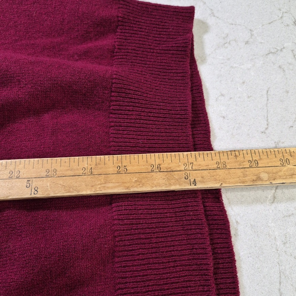 Alan Paine Burgundy Lambswool V Neck Sweater Men's L Made in England Classic - Picture 5 of 6